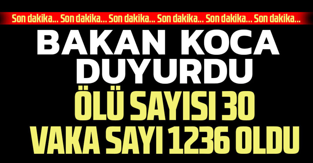 Son dakika! Sağlık Bakanı Koca: Vaka Sayısı 1236’ya, Can Kaybı 30’a Yükseldi