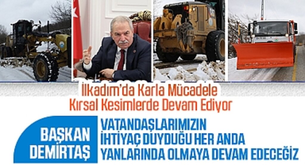 İlkadım'da Karla Mücadele Kırsal Kesimlerde Devam Ediyor