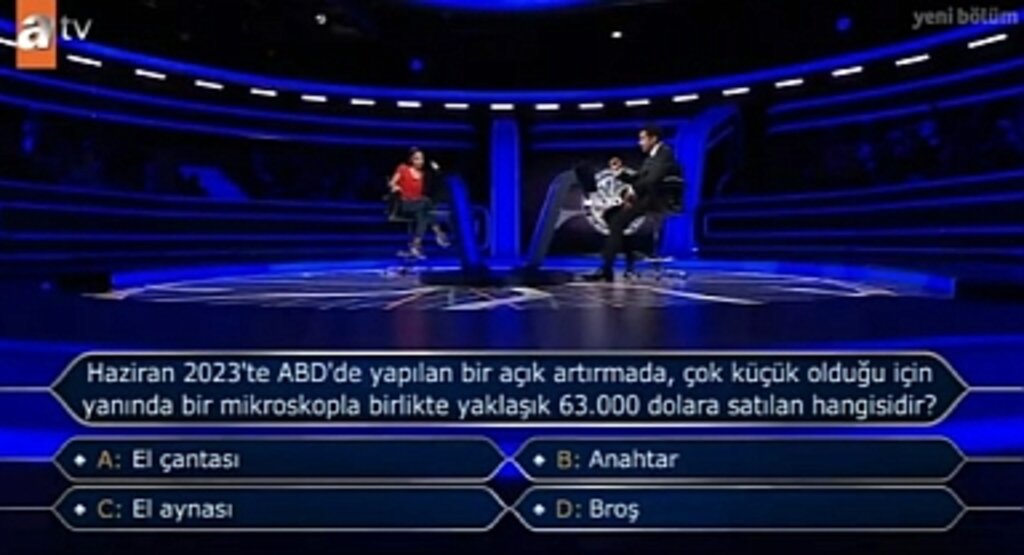Kim Milyoner Olmak İster? 15 Ağustos Bölümünde 50 Bin TL'lik Soru: ABD'de Yapılan Açık Artırmada Satılan Eşya Hangisi?