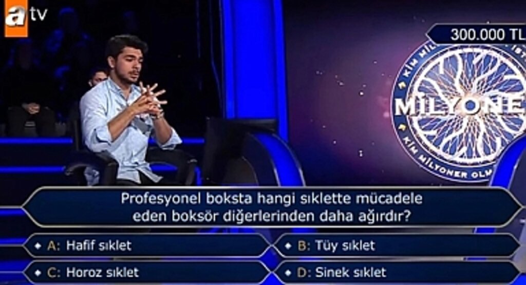 Kim Milyoner Olmak İster? 7 Temmuz Sorusu: Profesyonel Boksta Hangi Sıklette Mücadele Eden Boksör Daha Ağırdır?