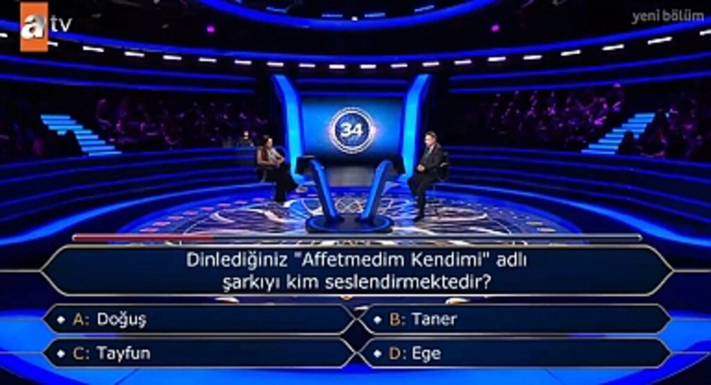 Kim Milyoner Olmak İster’de Zorlayan Soru: “Affetmedim Kendimi” Şarkısını Kim Seslendirdi?