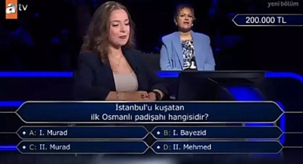 Kim Milyoner Olmak İster’de Elendiren Tarihi Soru: İstanbul'u Kuşatan İlk Osmanlı Padişahı Kimdir?