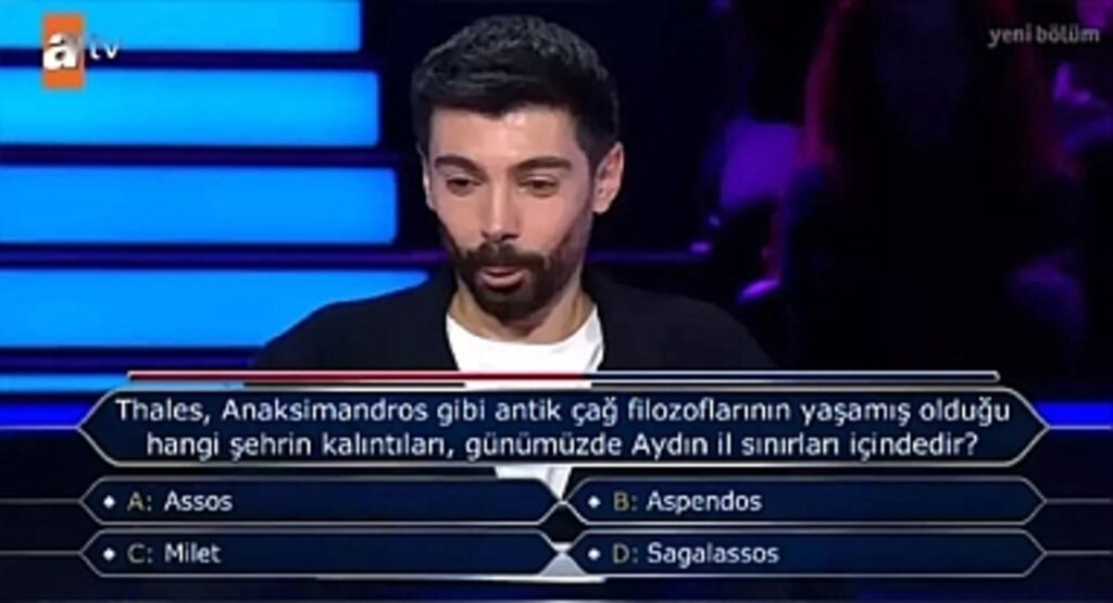 Kim Milyoner Olmak İster’de Merak Uyandıran Soru: Thales ve Anaksimandros’un Yaşadığı Antik Şehir Hangisidir?