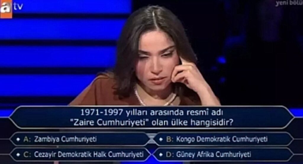 Kim Milyoner Olmak İster’de Tarih Bilgisi Testi: Resmî Adı Zaire Olan Ülke Hangisidir?