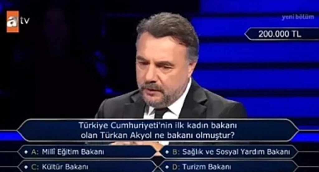 Milyoner’de Kadın Tarihinin Dönüm Noktası Soruldu: Doğru Cevap Türkan Akyol