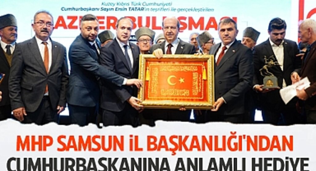 KKTC Cumhurbaşkanı Ersin Tatar’a Samsun’da Hilafet Sancağı ve Onur Anıtı Takdim Edildi