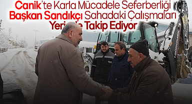 Canik'te Karla Mücadele Seferberliği: Başkan Sandıkçı Sahadaki Çalışmaları Yerinde Takip Ediyor