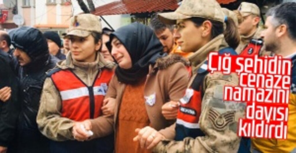 Çığ şehidin cenaze namazını dayısı kıldırdı