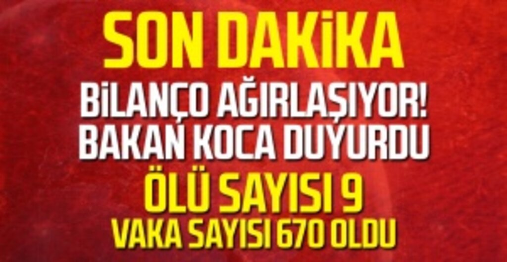 Sağlık Bakanı Fahrettin Koca: Koronavirüs Nedeniyle 9 Can Kaybı, Vaka Sayısı 670’e Yükseldi