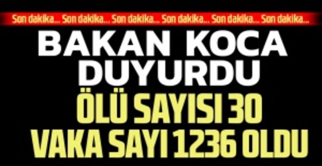 Son dakika! Sağlık Bakanı Koca: Vaka Sayısı 1236’ya, Can Kaybı 30’a Yükseldi